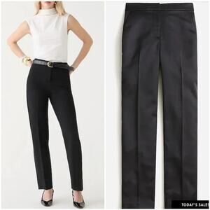 J. CREW COLLECTION Kate Straight-Leg Trouser Pant in Structured Satin Black Sz 8